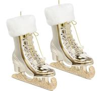 KI Store 2pcs Champagne Ice Skating Shoes Ornaments 5-Inch Ice Skate Christmas Tree Decorations