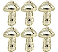 KI Store 6pcs Gold Mirror Mushroom Ornaments 8cm Decorative Hanging Ornaments for Christmas Tree Party Garden