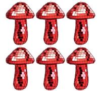KI Store 6pcs Red Mirror Mushroom Ornaments 8cm Decorative Hanging Ornaments for Christmas Tree Party Garden