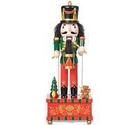 KI Store Christmas Nutcracker Music Box Wind up Wooden Drummer Soldier Nutcracker Figurine for Christmas Decorations Display Collection Gift