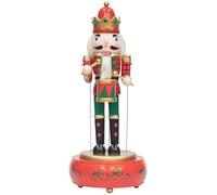 KI Store Christmas Nutcracker Red Music Box Wooden Drummer Soldier Nutcracker Figurine for Christmas Decorations Display Collection Gift