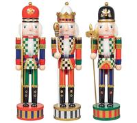 KI Store Christmas Nutcrackers 38cm Set of 3 Wooden Nutcracker Soldier Figure for Xmas Decorations Collection Display