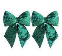 KI Store Green Large Plush Velvet Bows 30cm Christmas Bow Tree Topper for Christmas Tree Decoration Door Window Decor