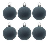 KI Store Grey Velvet Ball Ornaments 6pcs 6cm for Party Christmas Tree Baby Shower First Christmas Decorations