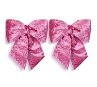 KI Store Hot Pink Large Plush Velvet Bows 30cm Christmas Bow Tree Topper for Christmas Tree Decoration Door Window Decor