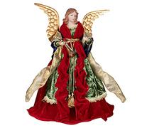 KI Store Large Angel Christmas Tree Topper 45cm Unlit Red Gold Angel Figurines Treetop for Christmas Decoration
