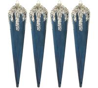 KI Store Large Christmas Tree Decorations 30cm 4pcs Blue Shatterproof Icicles Decorative Hanging Ornaments for Xmas Tree Decor