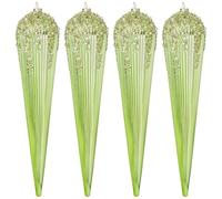 KI Store Large Christmas Tree Decorations 30cm 4pcs Light Green Shatterproof Icicles Decorative Hanging Ornaments for Xmas Tree Decor