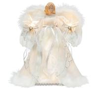 KI Store Lighted Christmas Angel Tree Topper with Timer 30cm White Angel Treetop Figurine for Christmas Tree Decoration