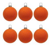 KI Store Orange Velvet Ball Ornaments 6pcs 6cm for Party Christmas Tree Baby Shower First Christmas Decorations