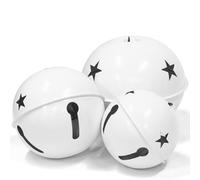 KI Store Oversized Jingle Bells Set of 3 White Metal Bells 15cm 12cm 10cm for Christmas Decorations Xmas Tree Garland Wreath Decor