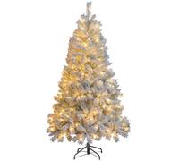 KI Store Prelit Flocked Christmas Tree 6ft Xmas Tree with Lights for Xmas Decor