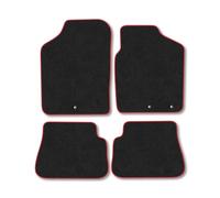 Kia Picanto (2009-2011) Car Mats Accessories Tailored Fit Carpet Floor Mats non Slip Red Trim Full Coverage Compatible Accessory Front Rear Set Anti Slip Granulated Backing Hand-Finished