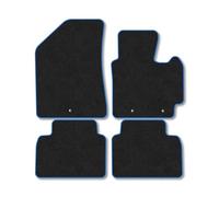Kia Soul (2014-2020) Car Mats Accessories Tailored Fit Carpet Floor Mats Non Slip Blue Trim Full Coverage Compatible Accessory Granulated Backing Front Rear Set Anti Slip Hand-Finished Clips