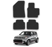 Kia Soul (2014-2020) Heavy Duty Thick Rubber Car Mats Accessories Tailored Fit Front Rear Set Compatible Accessory Waterproof Durable Non-Slip 5mm Full Coverage Protection with Clips
