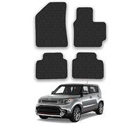 Kia Soul (2014-2020) Rubber Car Mats Accessories Tailored Fit Compatible Accessory Waterproof Protection Non-Slip Floor Mats Full Coverage Durable Front Rear Set Coverage with Clips