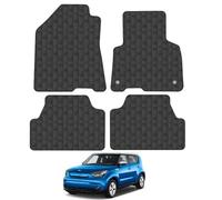 Kia Soul (2020+) EV Heavy Duty Thick Rubber Car Mats Accessories Tailored Fit Front Rear Set Compatible Accessory Waterproof Durable Non-Slip 5mm Full Coverage Protection with Clips