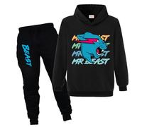 Kiamseay Lightning Cats YouTube Gamer Boys Girls Jumper Hoodie+Pants Cotton 2pcs Colthes (Black2,11-12 Years,11 Years,12 Years)