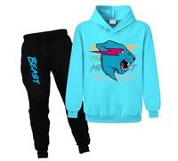 Kiamseay Lightning Cats YouTube Gamer Boys Girls Jumper Hoodie+Pants Cotton 2pcs Colthes (Light Blue2,11-12 Years,11 Years,12 Years)