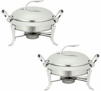 Kiaoeiuyti 3L Chafing Dish Set Round Stainless Steel Buffet r Full Size with Pans, Lids and Fuel Holders for Catering Party Wedding Dinner Food Warmer~/,Silver-2 Pack
