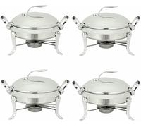 Kiaoeiuyti 3L Chafing Dish Set Round Stainless Steel Buffet r Full Size With Pans, Lids And Fuel Holders For Catering Party Wedding Dinner Food Warmer~/,Silver-4 pack