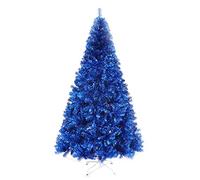 Kiaoeiuyti 6 Foot Blue Tinsel Christmas Tree, Premium Spruce Hinged with Metal Stand Eco-Friendly Foldable Decorated Trees for Holiday-Blue 6Ft(180cm) Fashionable