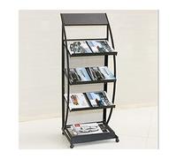 Kiaoeiuyti Commercial Magazine Racks Holder Floor-standing, Rolling Heavy Duty Brochures Display Stand For Offices/Library/Shopping Malls, Large Capacity (Color : Black)
