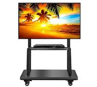 Kiaoeiuyti Floor TV Universal Mount TV Cart with Wheels, Fits Most TVs Up to 75 Inches, Adjustable Height TV Display Trolley Stand with Storage Tray, Trade Shows/Classroom