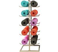 Kiaoeiuyti Foam Roller & Yoga Mat Rack Holder, Floor 5 Tier Metal Double-Sided Vertical Display Stand, Hold 10 Mats, Heavy Duty Workout Room Pilates Mats Rack Organizer (Color : Silver)