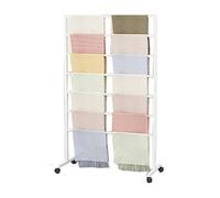 Kiaoeiuyti Mobile Multi-Purpose Display Rack Holder for Scarf/Jeans/Wrapping Paper/Cloths, Floor Standing Large Capacity Muti-layer Storage Organizers with Wheels (Color : White, Size : Length60cm)