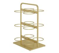 Kiaoeiuyti Stadium/School Floor Basketball Organizer, Freestanding Upright Double-Sided Ball Storage Rack, Heavy Duty Multi-tier Soccer Balls Display Stand (Color : Gold, Size : 3 tier)