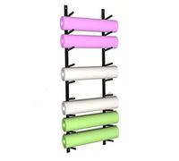 Kiaoeiuyti Wall Mount Yoga Mat Stand Hloder - 9 Tier, Metal Foam Roller and Towel Rack Storage Organizer, Workout Room Exercise Mats Display Stand (Color : Black)