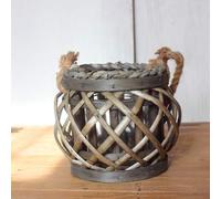KiaoTime Grey 6" Nautical Wicker Candle Holder Tealight Lantern Beach Wedding Decor Rustic
