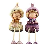 KiaoTime Home Kitchen Decorative Fruits & Vegetables Scarecrow Shelf Sitters with Dangling Legs Figurine Statue for Shelves, Countertop, Windowsill, Cupboard Décor