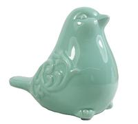 KiaoTime New French Garden Cottage Bird Figurine Decorative Aqua Green Glazed Ceramic Bird Figurine, Bird Statue, Bird Sculpture Home Garden Wedding Decor (Aqua)