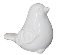 KiaoTime New French Garden Cottage Bird Figurine Decorative White Glazed Ceramic Bird Figurine, Bird Statue, Bird Sculpture Home Garden Wedding Decor (White)