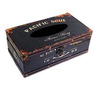 KiaoTime Retro Vintage Rustic Wood Tissue Holder Box Cover Facial Tissue Paper Dispenser Anchor Design Tissue Holder Home Decor(Black Pacific Soul)