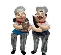 KiaoTime Set of 2 Home Kitchen Decor Chef Figurines Red Wine Barrel and Fruit Grapes with Dangling Legs Shelf Sitters Figurine Statue for Kitchen Shelves, Cupboard, Countertop, Windowsill