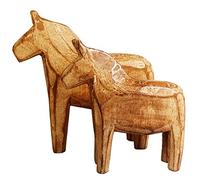 KiaoTime Set of 2 Neutral Painting Dala Horse - Swedish Dala Horse Statue - Vintage Unfinished Wooden Horse Figurine Statue Horse(CAN Painting by Yourself) (Dala Horse)