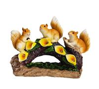 KiaoTime Solar Resin Squirrel Garden Statue with 5 LED Night Lights -Hand Carved, Weather Resistant Outdoor Solar Yard & Balcony Ornament
