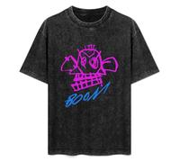 kiapu Antique Wash Shirt T-Shirts for Mens Womens Arcane Jinx Monkey Boom Retro Washed Tops Tees Black M