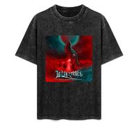 kiapu Antique Wash Shirt T-Shirts for Mens Womens Lovebites Battle Against Damnation Retro Washed Tops Tees Black 3XL
