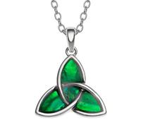 Kiara Jewellery Celtic/Pagan Triquetra Pendant Necklace Inlaid With Greenish Paua Abalone Shell On 18"/20" Trace Chain.