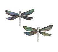 Kiara Jewellery Dragonfly Stud Earrings Inlaid With Natural Greenish Blue Paua Abalone Shell Non Tarnish Plating, Hypoallergenic