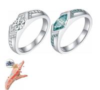 KIASRZN Magnetic Lymphatic Therapy Titanium Ion Moissanite Diamond Ring,Crystal Lymph Detox Ring,Fashionable Open Cubic Zirconia Ring for Men and Women (Green + White)