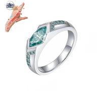 KIASRZN Magnetic Lymphatic Therapy Titanium Ion Moissanite Diamond Ring,Crystal Lymph Detox Ring,Fashionable Open Cubic Zirconia Ring for Men and Women (1PCS Green)