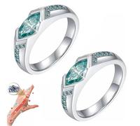 KIASRZN Magnetic Lymphatic Therapy Titanium Ion Moissanite Diamond Ring,Crystal Lymph Detox Ring,Fashionable Open Cubic Zirconia Ring for Men and Women (2PCS Green)