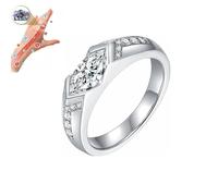 KIASRZN Magnetic Lymphatic Therapy Titanium Ion Moissanite Diamond Ring,Crystal Lymph Detox Ring,Fashionable Open Cubic Zirconia Ring for Men and Women (1PCS White)