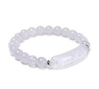 KIASRZN Pheromone Bracelet, Pink Love Pheromone Bracelet, Good Luck Energy Chakra Stone Bangle,8mm Stretch Beaded Bangles, for Women and Men (White)