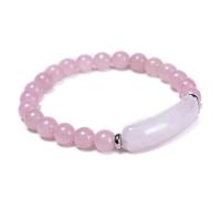 KIASRZN Pheromone Bracelet, Pink Love Pheromone Bracelet, Good Luck Energy Chakra Stone Bangle,8mm Stretch Beaded Bangles, for Women and Men (Pink)